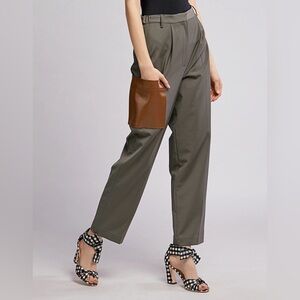 Tibi Tablier Plain Weave Straight-leg Pants in Gray Size 2